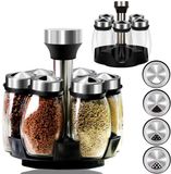 Azomor® Draaibaar kruidenrek met glazen potjes en instelbare strooideksels voor keuken