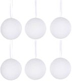 Decoris Boules de Noël neige - 12x pce - blanc - D8 cm
