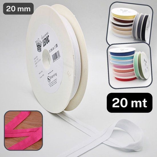 20 Meter Biais Jersey 100% Katoen - Wit - Made in Italy