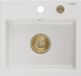 Mexen Milo évier en granit 1 bac 435 x 410, blanc, siphon doré