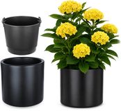 KADAX Bloempot met binnenpot, plastic sierpot vorstbestendig voor bloemen en planten, staand antraciet 39x38cm