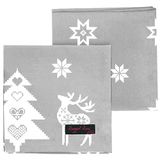 Ragged Rose Kerstservet - katoenen servetten voor kerstthema eettafel setting & zilverwerk - zilvergrijze sterservetten geschenkverpakte stoffen servetten set van 4-40 cm x 40 cm