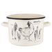 TOPF INDUKTION: Grote pan, soepketel, émail, gaz, blanc, avec décor de poulet, vintage, 3,7 litre