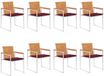 vidaXL Tuinstoelen 6 stuks met kussens massief acaciahout wijnrood