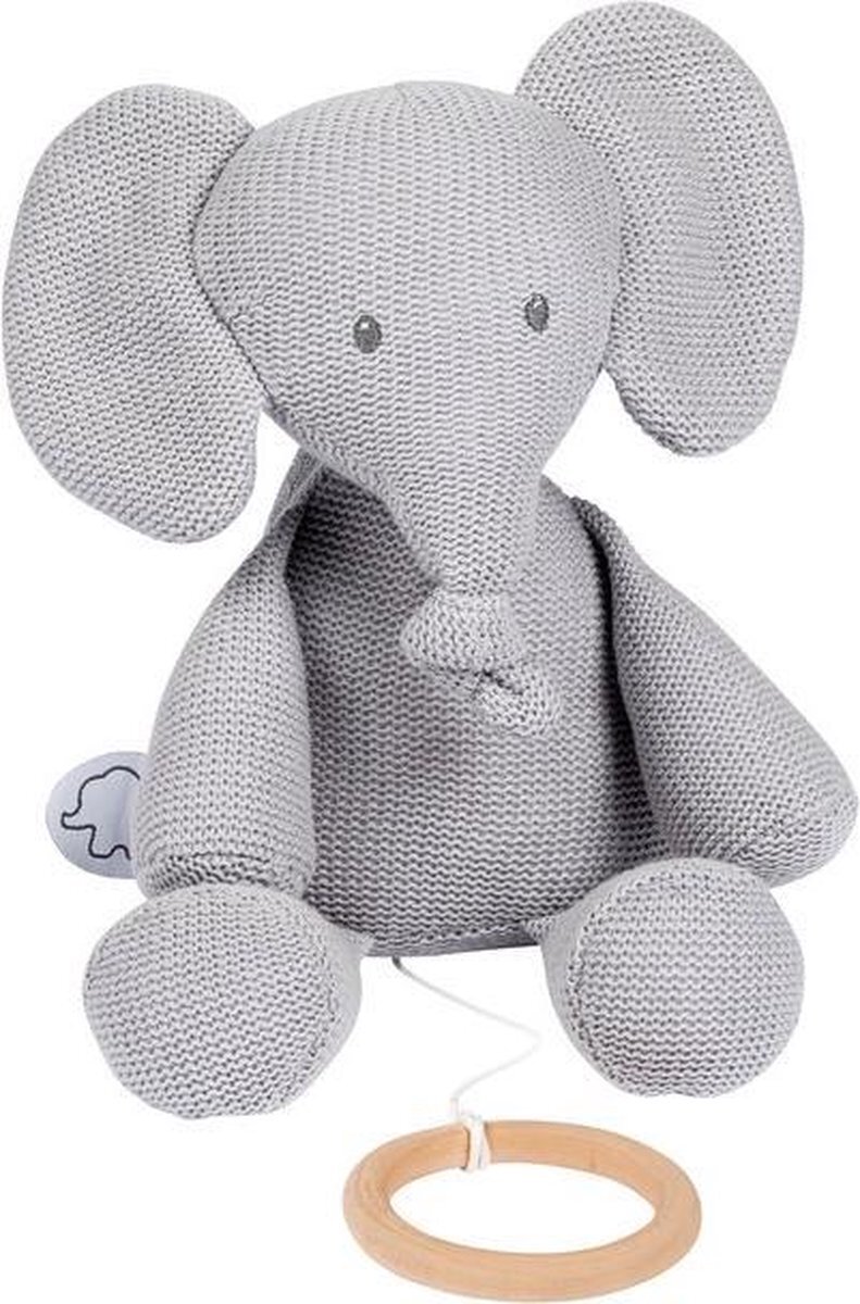 Nattou Olifant Tembo - Knuffel met Muziek - 32 cm - Tricot - Grijs