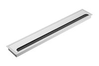 GTV - Kabeldoorvoer Merida - kabeldoorvoer met openingsdeksel - kabeldoorlaat, rechthoekige kabelorganisatie voor meubels, kabeldoorlaat, voor installatie in het werkblad, 80 x 500 mm, zilver