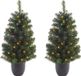 Everlands Kunst kerstbomen - met verlichting - H120 cm - 2x stuks - 80 leds - warm wit licht - 6 uurs timer