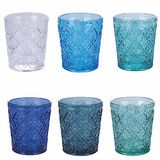 Villa d'Este Home Tivoli Set van 6 waterglazen 325 ml van glas met gestructureerd oppervlak Marrakesh Ocean