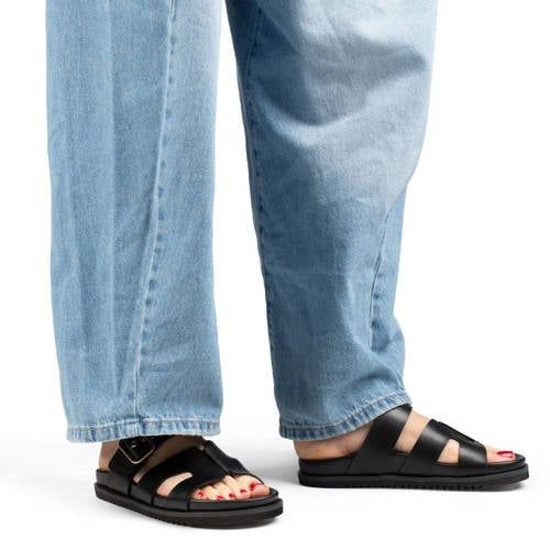 POSH by Poelman imitatieleren slippers - zwart
