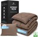 Slaapspeciaal Eazydekbed Prestige Bruin - Dekbed zonder Overtrek - Wasbaar Dekbed - Hoesloos Dekbed - All Year Dekbed - 2 in 1 Dekbed - Incl. 2 Kussenslopen - 200x220 cm - 100% Katoen