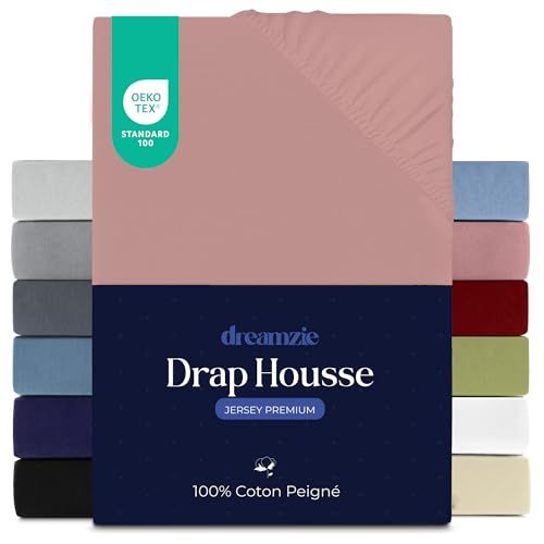 Dreamzie Hoeslaken 80x160 cm katoenjersey, matrashoogte 12 cm, hypoallergisch, Oeko-Tex, Roze