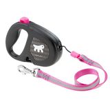 Ferplast Uitschuifbare Reflecterende Hondenriem FLIPPY ONE REFLEX, Lijn voor Middelgrote Honden tot 20 Kg. Verlengbaar Snoer max. 5 m. Enkele vergrendel- en ontgrendelingsknop, paars