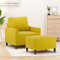 VidaXL Fauteuil met voetenbank 60 cm fluweel geel Metaal, Multiplex