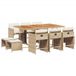 vidaXL Ensemble de jardin 11 pièces avec coussins, beige, en polyrotin