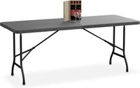 Merkloos Relaxdays Tuintafel Inklapbaar - 180 x 74 cm - Kunststof - Staal - 8 Personen - Campingtafel - Grijs