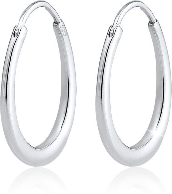Elli Earrings creole pendant geo basic trend oval cool 925 silver