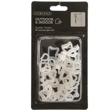 Lumineo Kerstverlichting Ophang Haakjes - 24 Stuks - Dakgoot Bevestiging - Wit