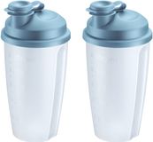 Westmark 2 mix- en schudbekers/dressingshakers met maatverdeling, uitneembare mengschijf en afsluitbare schenktuit, inhoud: 0,5 l, kunststof, BPA-vrij, Mixery, kleur: doorschijnend/blauw, 243522EB