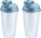 Westmark 2 mix- en schudbekers/dressingshakers met maatverdeling, uitneembare mengschijf en afsluitbare schenktuit, inhoud: 0,5 l, kunststof, BPA-vrij, Mixery, kleur: doorschijnend/blauw, 243522EB