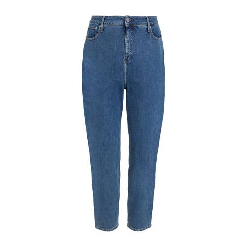 CALVIN KLEIN JEANS Cropped High Waist Mom Jeans - Medium Blue Denim