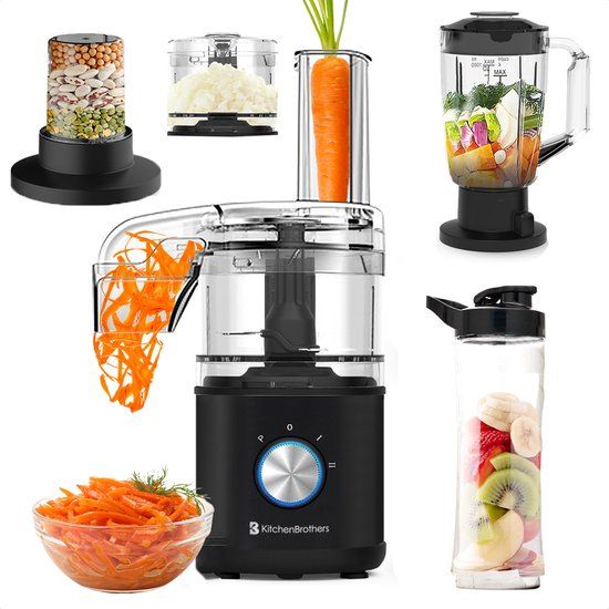 KitchenBrothers 5-in-1 Multifunctionele Foodprocessor - 0,5L - Zwart