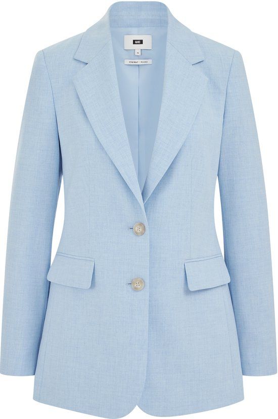 WE Fashion Dames Regular Fit Gemêleerde Blazer Lichtblauw 36