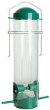dobar® Kleine vogelvoederzuil met aanvliegstangen hangend - wildvogelvoederdispenser van kunststof voor de tuin/terras/balkon - Ø 7 x 25 cm - groen