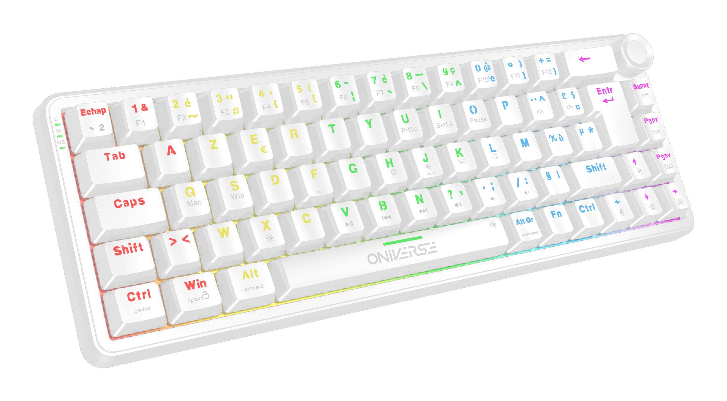 Oniverse Magnus Gaming Toetsenbord - 65% - Bedraad - USB - Wit - RGB LED