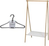 H&S Collection Kledingrek met plank en kledinghangers - Bamboe - Lichtbruin - 155 cm
