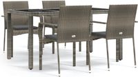 vidaXL 5-delige Tuinset met Kussens Poly Rattan Grijs