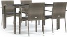 vidaXL 5-delige Tuinset met Kussens Poly Rattan Grijs