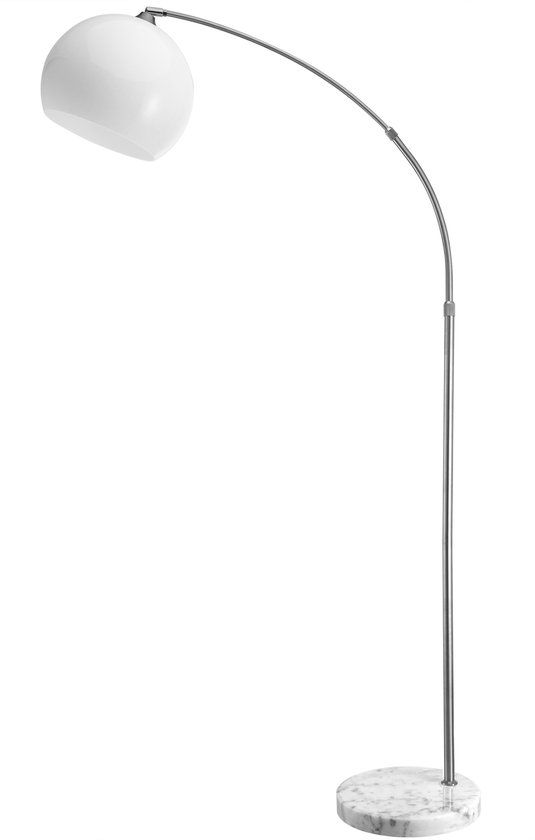 Monzana Retro Design Booglamp - Staande Vloerlamp - Zilver - Opaalwit