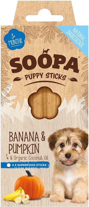 Soopa Puppy Dental Sticks Banaan & Pompoen Kauwsnacks 100g