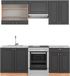 Vicco Fame-Line Unité de cuisine complète – 200 cm, marbre WB anthracite, chêne rustique/doré Kraft