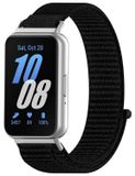 Wigento Samsung Galaxy Fit 3: Sportieve vervangende polsband van geweven nylon met klittenbandsluiting, zwart
