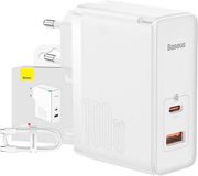 Baseus GaN 5 Pro 100W Snellader met USB-C Kabel Wit