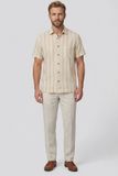 Giordano Puglia Chemise à manches courtes pour homme Rayé Gris huître XXL