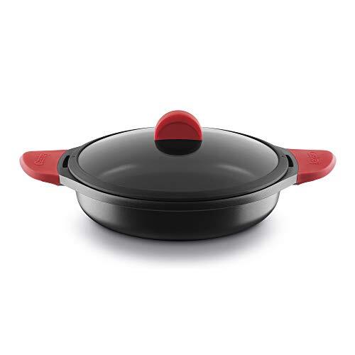 Castey Fundix 28 cm Lage braadpan met deksel 24 Cm Nero e rosso