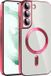 Techsuit Hoesje geschikt voor Samsung Galaxy S21 FE - Luxury Crystal Back Cover - Geschikt voor MagSafe - Transparant/Rood