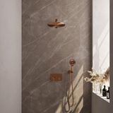 Brauer Copper Edition Thermostatische Regendoucheset Inbouw - Hoofddouche 30 cm - Rechte Wandarm - Met Drukknoppen - Handdouche 3 Standen - Doucheslang - Wandaansluitbocht