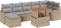 vidaXL - Tuinbank - Set - 8 - st - Beige - Poly - rattan