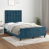 vidaXL Cadre de lit sans matelas, bleu foncé, 120x190 cm, velours