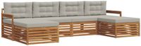 vidaXL Acacia Hout Bank Loungeset 6-Persoons Natuurlijk en Lichtgrijs