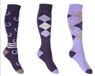 HKM Rij sokken Cardiff - set van 3 - paars/violet - 30/34