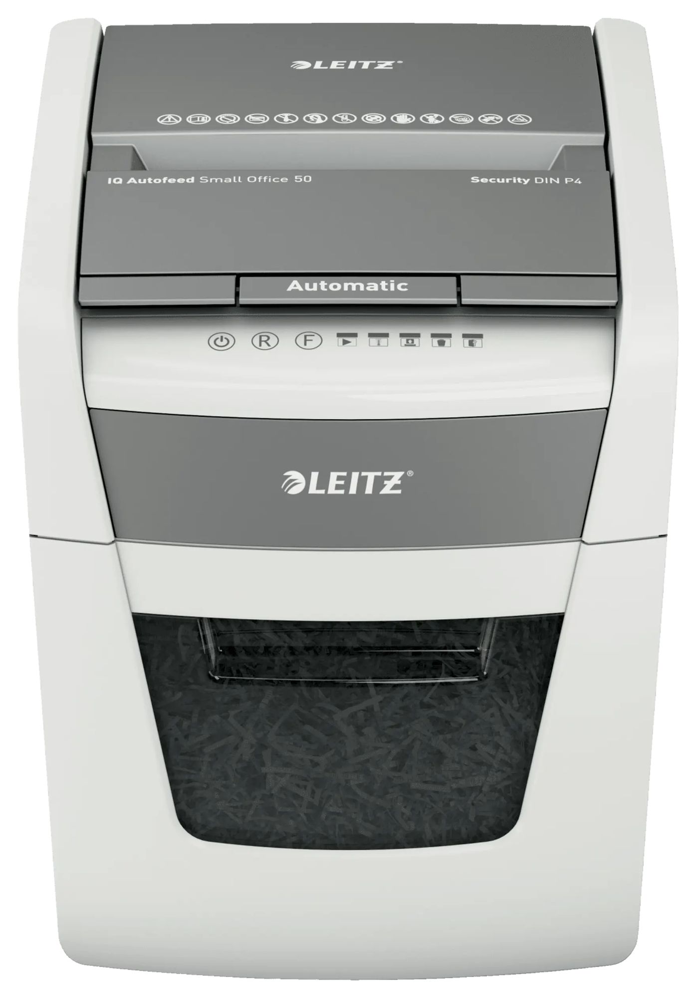 Leitz IQ Autofeed 50X P4 Cross-Cut Papierversnipperaar, Automatisch, 50 Vel, Opvangbak Met Een Capaciteit Van 20 Liter, Wit, 80350000