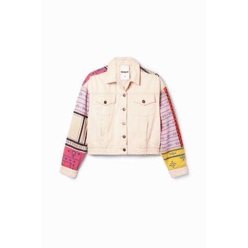 Desigual jack met all over print en borduursels ecru