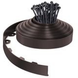 VOUNOT Flexibele bloembedrand van kunststof, met 40 bevestigingsnagels, lengte 20 m, hoogte 5 cm, bruin