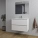 Saniclass Chaci Badkamermeubelset - 80x46x55cm - keramische wastafel wit - 1 wasbak - 1 kraangat - 2 lades - rechthoekige spiegel - mat wit