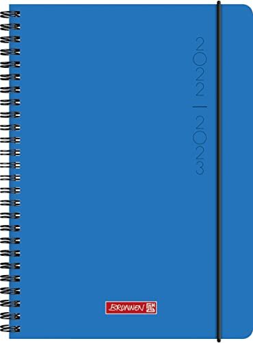 Brunnen 1072155113 Wochenkalender Schülerkalender 2022/2023 "Plain Blue" 2 Seiten = 1 Woche Blattgröße 14,8 x 21 cm A5 PP-Einband