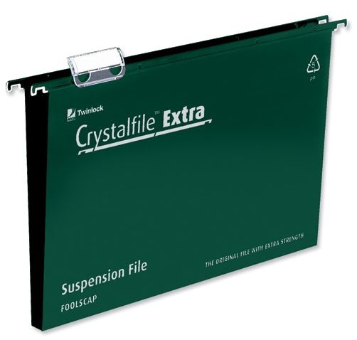Rexel CrystalFile Extra Hangmappen - Foolscap - Polypropyleen - Groen - 25 stuks